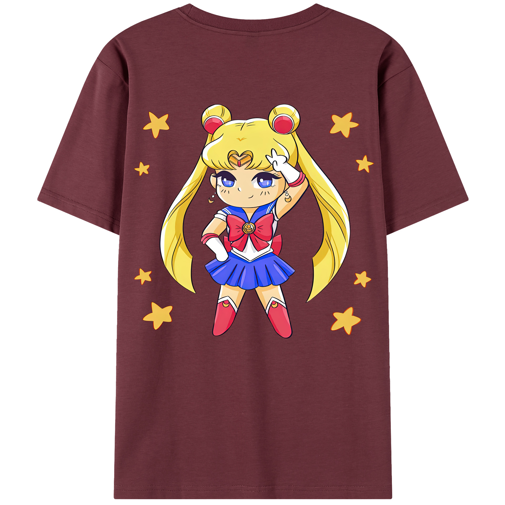 （画像用） 美少女戦士セーラームーン 月野 うさぎ つきの うさぎ Sailor Moon Tsukino Usagi 綿100％半袖Tシャツ（背面プリント）